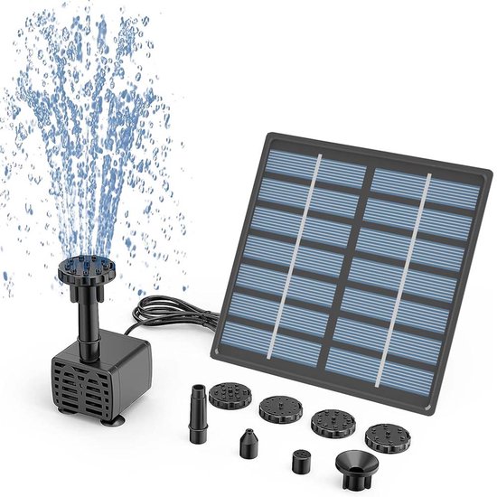 Solarbetriebener Springbrunnen – Verbessertes Diy-pumpenset Mit 6 Düsen Und 3 M Langem Kabel (11 Cm)