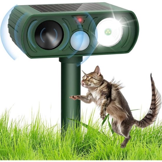 Ultraschall-katzenvertreiber. Für Den Außenbereich Geeignet, Mit Solarbetriebenem Led-licht.