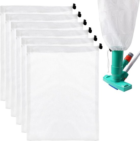 6-teiliges Set Aus 23 X 32 Cm Pool-netzskimmer Und Filterbeutel – Weiß