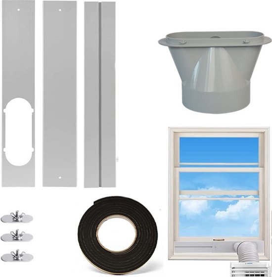 Fensterdichtungsset Für Klimaanlagen – 43–129 Cm – Wasserdichte Folie/ablaufrohr – Für 13-cm-schläuche