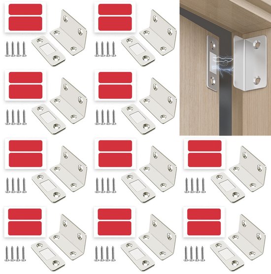 Magnetische Türschließer, 10er-set, Türmagnete, Schranktürverriegelungsmagnete, Schubladenschließer, Selbstklebend