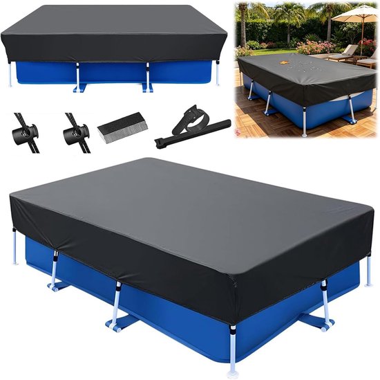 Poolabdeckung 225 X 150 X 30 Cm, Rechteckig, Zubehör, Strapazierfähig, Wasserdicht, Uv-beständig, Für Aufstellpools, Schwarz