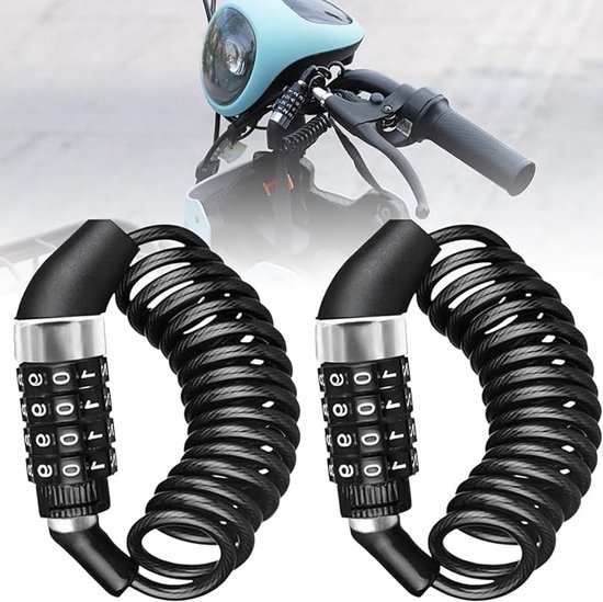 2-teiliges Motorradhelm-/fahrrad-kombinationskabelschloss – 1,5 M – Schwarz