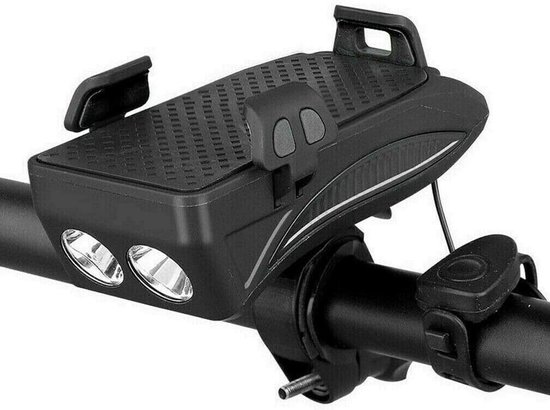 Fahrradbeleuchtung, Scheinwerfer, 4-in-1-handyhalterung, Hupe, Usb-ladefunktion, 4000 Mah Akku, Universell Verstellbar, Stoßfest, Wasserdicht