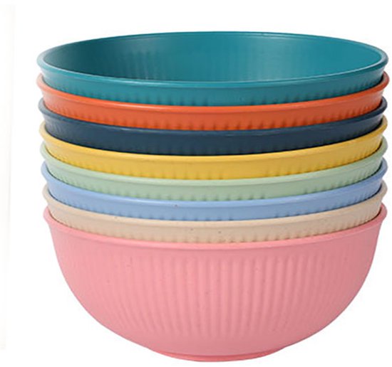 8-teiliges Set Kunststoffschüsseln, 750 Ml – Wiederverwendbare Und Unzerbrechliche Müsli- Und Salatschüsseln – Geeignet Für Suppen, Popcorn Und Den Täglichen Gebrauch.