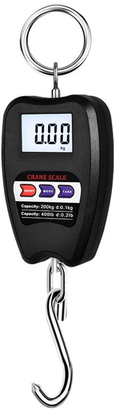Digitale Gepäckwaage, Kompakt, Tragbar, Mini, Hochpräziser Sensor, Max. 200 Kg, Mit Haken, Schwarz, Schweres Gepäck