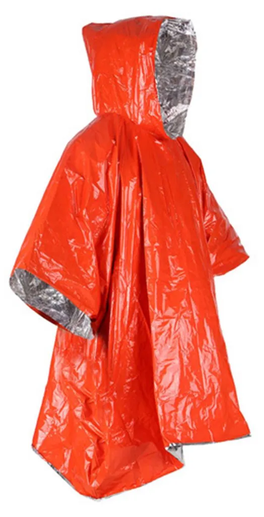 Outdoor-regenmäntel Mit Kapuze, Reflektierend, Faltbar, Winddicht, Ärmellos, Wasserdicht, Überlebensausrüstung Aus Aluminium