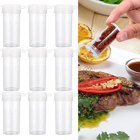 10er-pack Mini-gewürzdosen Aus Kunststoff – Tragbare Mini-salzstreuer Mit Deckel – Transparente Gewürzdosen Für Die Küche – Gewürzdosen Für Zuhause Und Camping
