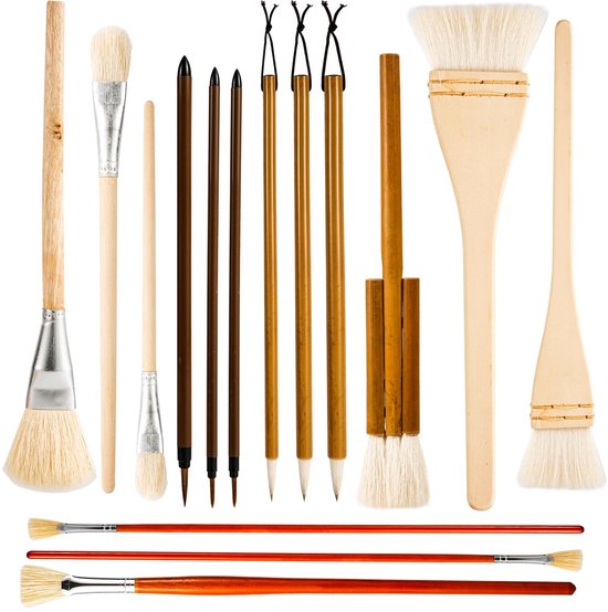 Ein Set Aus 15 Keramikglasurpinseln – Verschiedene Ausführungen – Perfekt Zum Malen.