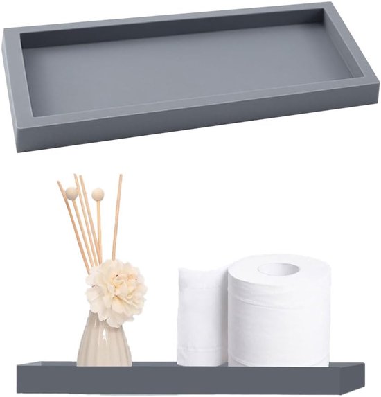 Silikon-badezimmerablage – Bietet Platz Für Seifenspender, Parfüm Und Accessoires – Wasserdicht – Grau – 20 X 10 Cm – Geeignet Für Waschbecken Und Arbeitsplatten