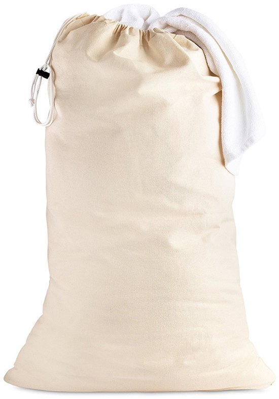 Extra Großer, Robuster Wäschesack Aus Baumwolle – Cremeweiß – Sehr Strapazierfähig – Mit Kordelstopper – Maschinenwaschbar Und Wiederverwendbar – 85 X 55 Cm