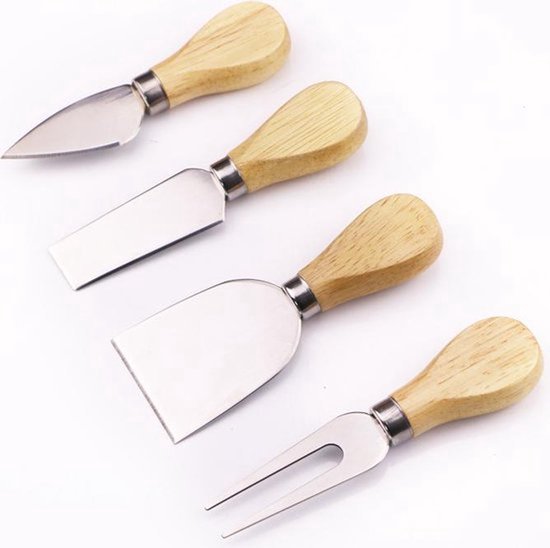 Käsemesserset – 4 Messer – Bambus – Edelstahl – Geschenkbox