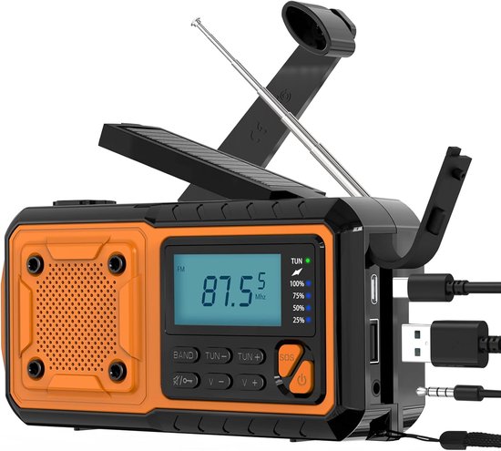 Notfallradio Mit Solarantrieb, 4000-mah-akku, Überlebensempfänger Mit Taschenlampe, Leselampe Und Sos-signalfunktion Für Wanderungen