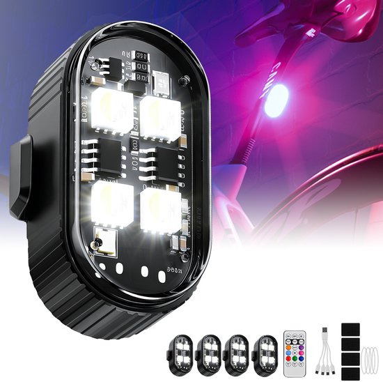 Fahrrad-rücklicht Mit Akku, Led, Ipx65 Wasserdicht, Wiederaufladbar, Superhell, 10 Modi, 9 Stunden Akkulaufzeit, 4er-pack, Für Autos Und Motorräder