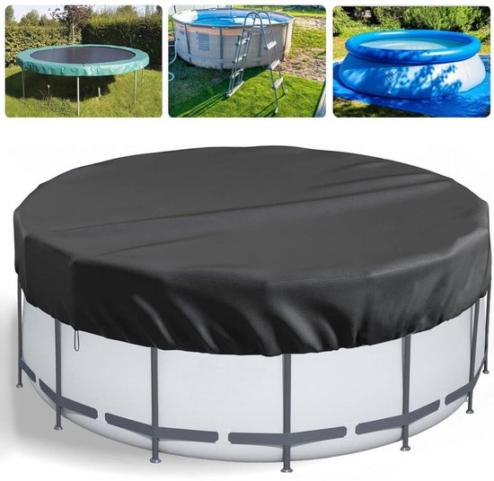 Poolabdeckung Mit Kordelzug, Rund, 310 Cm Durchmesser, Wasserdicht, Schwarz