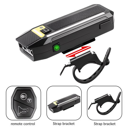 Fahrradlicht, Modell Q07l, 2400 Mah, Ipx4 Wasserdicht, Fahrradrücklicht, Alarmhupe, Sicherheit Bei Nachtfahrten, Einfache Bedienung