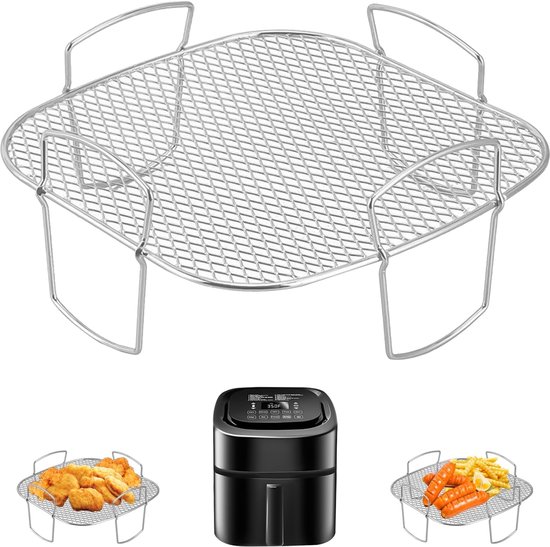 Quadratischer Airfryer-grillrost – Airfryer-form – Airfryer-zubehör – Edelstahl – 20,5 Cm