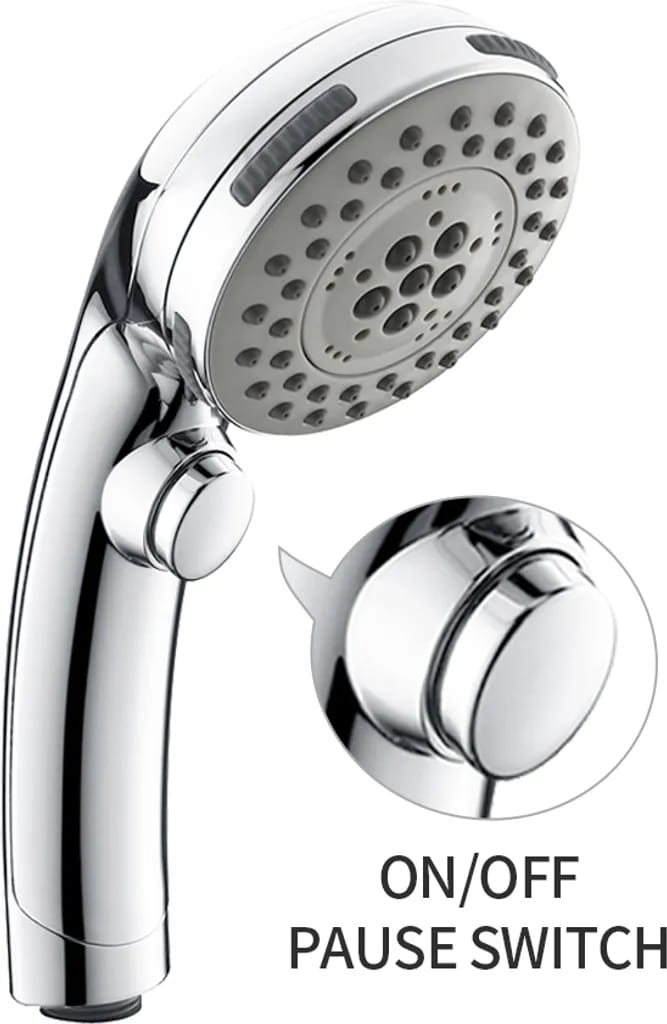 Handbrausekopf Mit 5 Strahlarten, Hochdruckfunktion, Wasserstopp-taste Und 1,5 M Schlauch