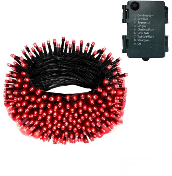 Batteriebetriebene Lichterkette Mit 100 Leds, 10 M Länge, Für Den Innen- Und Außenbereich, Mit Timer, 8 Einstellungen, Für Den Weihnachtsgarten, Grünes, Wasserdichtes Kabel, Rot