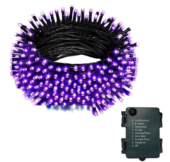Batteriebetriebene Lichterkette Mit 50 Leds (5 M) Und Timer (8 Einstellungen), Für Drinnen Und Draußen, Geeignet Für Weihnachten Und Garten, Grünes, Wasserdichtes Kabel, Lila