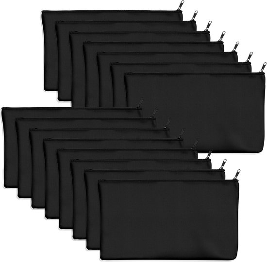 Bastelbeutel – 15 Stück – Reißverschlussbeutel – Kosmetiktaschen – Zur Sicheren Aufbewahrung Von Kosmetikartikeln – 21,5 X 12 Cm – Schwarz
