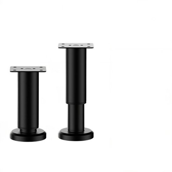 2 Möbelfüße, Höhenverstellbar 12–19 Cm, Metallfüße Mit Schrauben, Bettfüße Für Sofas, Betten Und Schränke, 12 X 6 Cm, Schwarz