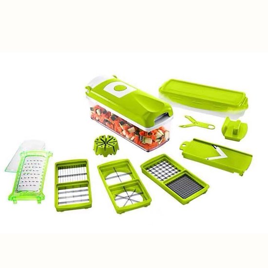 12-teiliges Grünes Küchenzubehör-set, Gemüsemandoline Zum Würfeln, Schneiden, Raspeln Und Spalten.