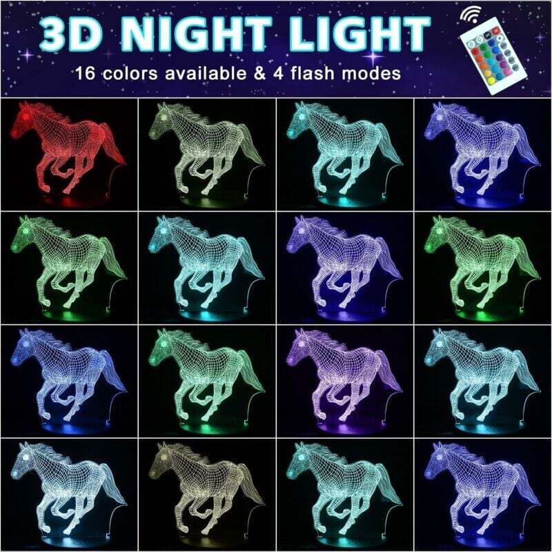 3d-pferde-nachtlicht Mit Touch-/fernbedienung Und 16 Dimmbaren Farben (wiederaufladbar)