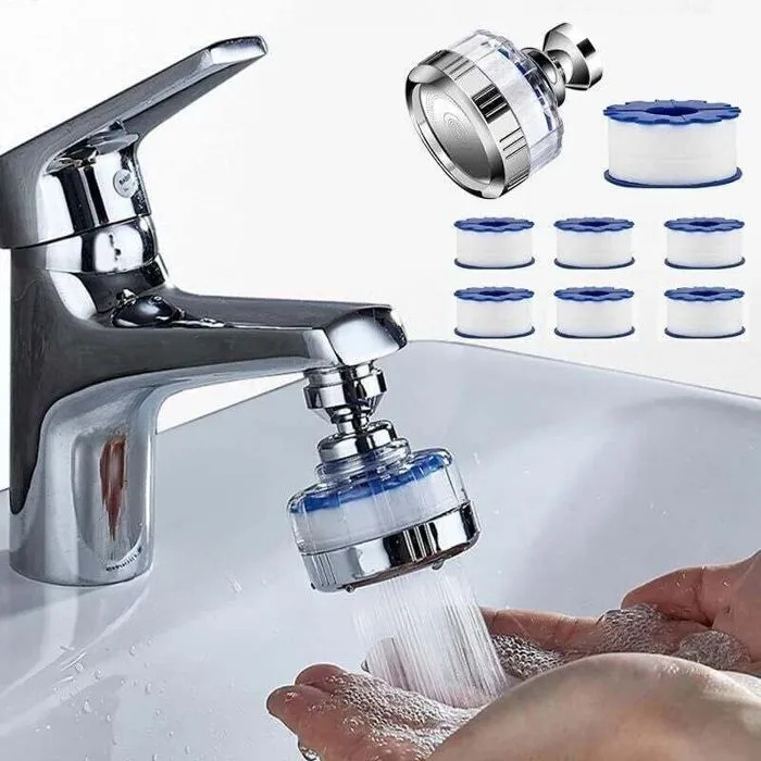 Wasserhahn-wasserreiniger, Inklusive 6 Pp-baumwollfilterkartuschen, Universellem Antikalk-wasserhahnfilter Und Drehbarem Sprühkopf.