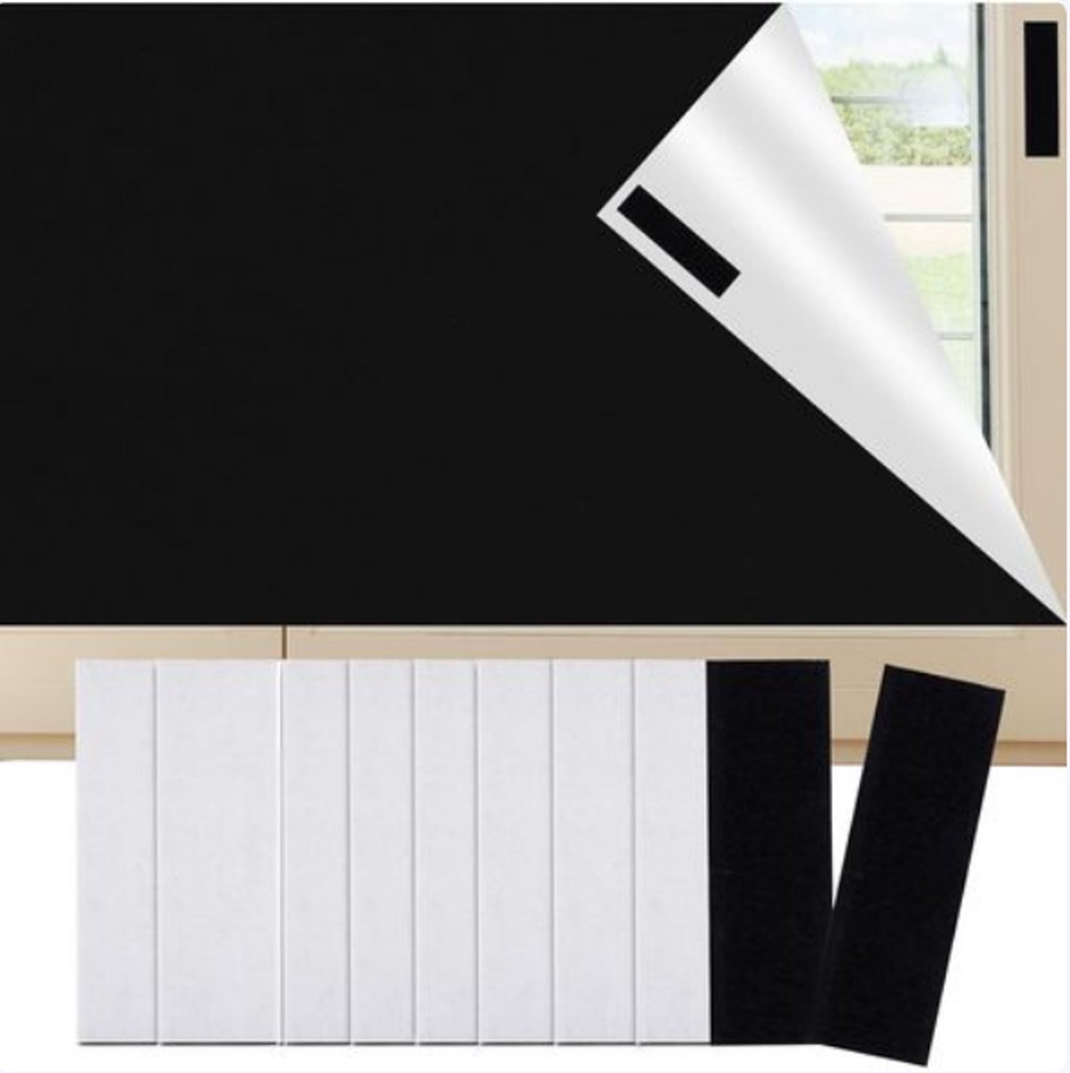Verdunkelungsstoff Für Dachfenster – Sonnenschutzfolie Mit Klebestreifen Und Klettverschluss (150 X 200 Cm) – Schwarz