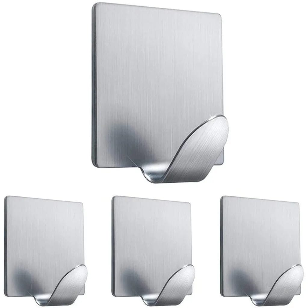 Vierteiliges Set Aus Selbstklebenden Haken, Bademantelhaken, Bademänteln, Handtuchhaltern, Handtuchhaltern Aus Edelstahl Und Wandhaken Fürs Badezimmer.