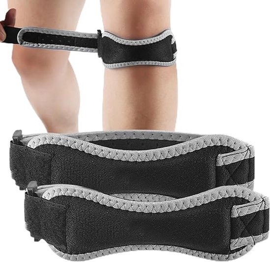 2 Stück Verstellbare Patellarsehnen-stützbänder - Sport-kniebandagen Für Männer Und Frauen, Basketball, Fitness & Volleyball (grau)