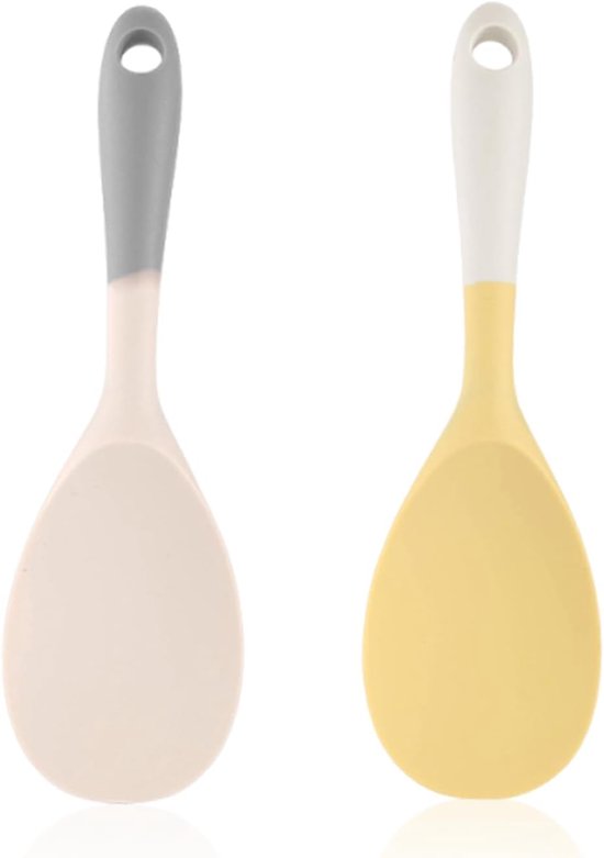 2-teiliger Silikon-reislöffel, Hitzebeständig, Langlebig, Küchenutensil, Rührlöffel, Backzubehör, 22,5 X 6,8 Cm