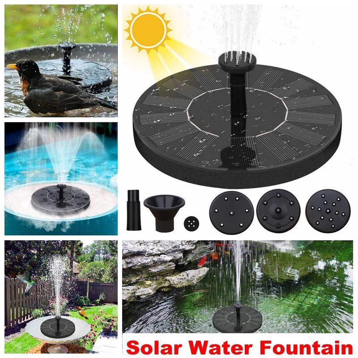 Solarbrunnen – Für Garten Oder Balkon – Geeignet Für Teich Oder Wasserschale – Kabelloser Schwimmbrunnen – Nur Für Den Außenbereich – Mit Einem Durchmesser Von