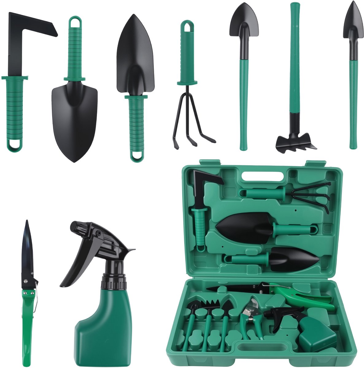 10-teiliges Gartenwerkzeug-set – Professionelles Gartenwerkzeug-set Mit Aufbewahrungsbox – Unkrautstecher – Gartenschere – Gießkanne – 10-teilig