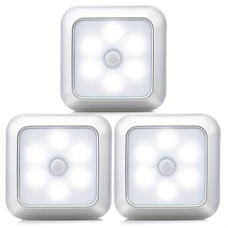 3er-pack Bewegungsmelder-nachtlichter Mit Detektoren, Smart Home Silberweiß, Kleiderschränke, Treppen, Küchen, Camping, Kompakt Und Tragbar.
