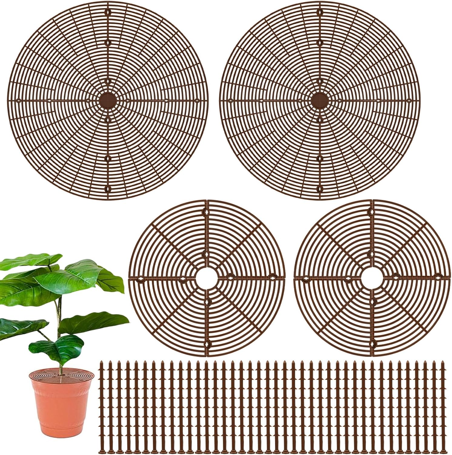 4-teiliges Set Mit Blumentöpfen-erdeschutzgittern Und 40 Ankern (20,5 X 11,8 Zoll)