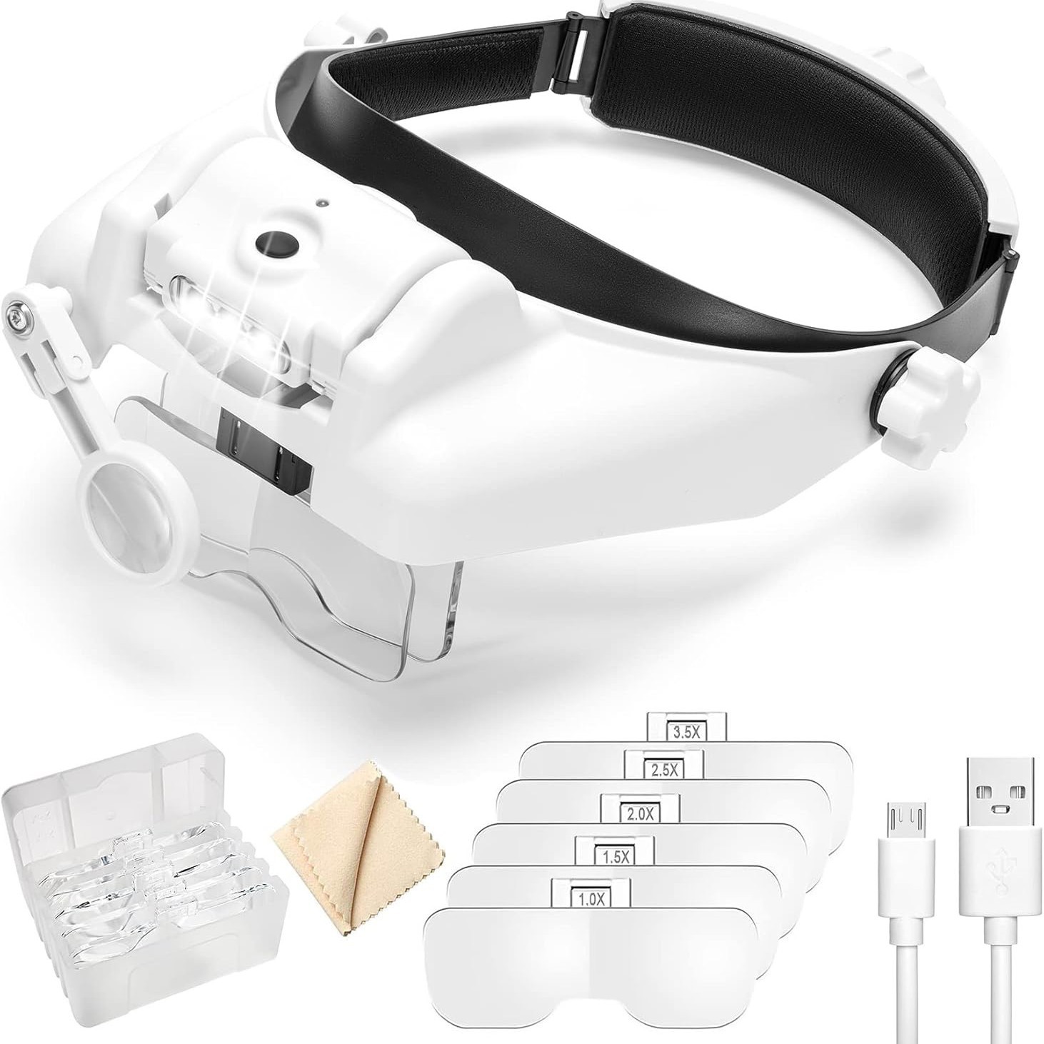 Geeignet Für Die Kopfbandlupe Mg82000mc Mit 3 Leds, Mehreren Vergrößerungsstufen Und Usb-ladefunktion.