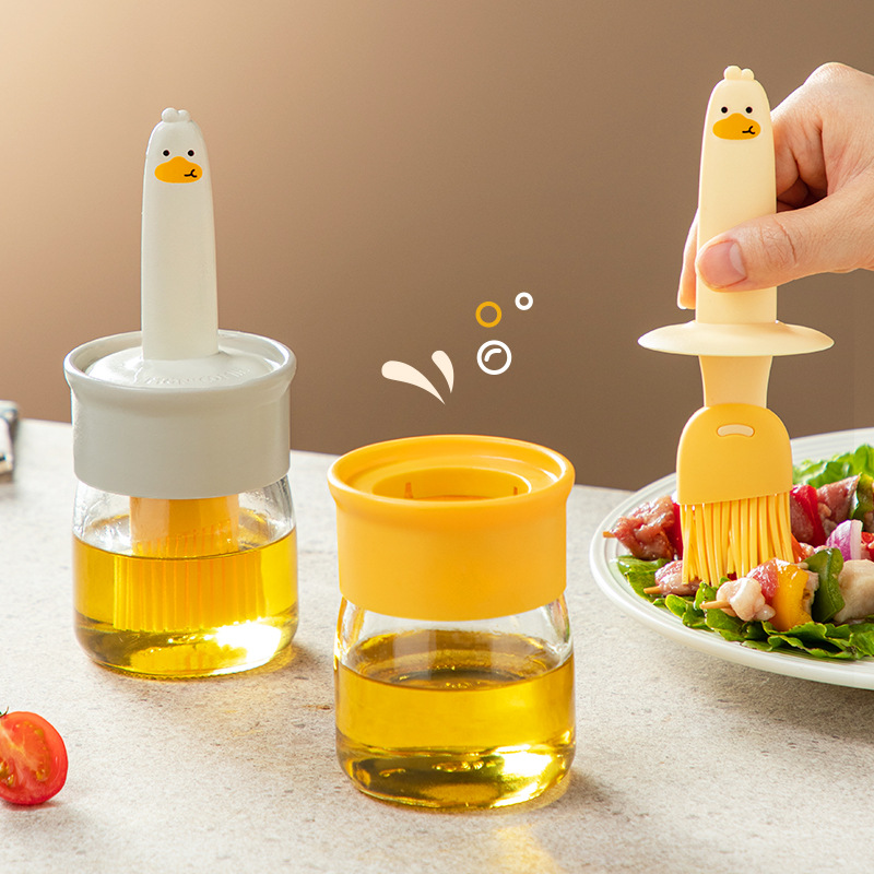 2er-pack Ölpinsel – Hitzebeständige Silikon-ölpinsel Für Den Haushalt – Mit Flasche – Integrierte Ölpinselflasche
