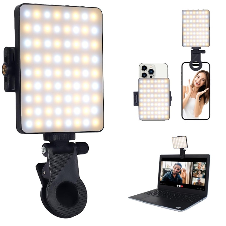 Led-selfie-leuchte – Handyleuchte – 2000 Mah Akku – Clip-videoleuchte – 3 Einstellbare Lichtmodi – Für Mobiltelefone