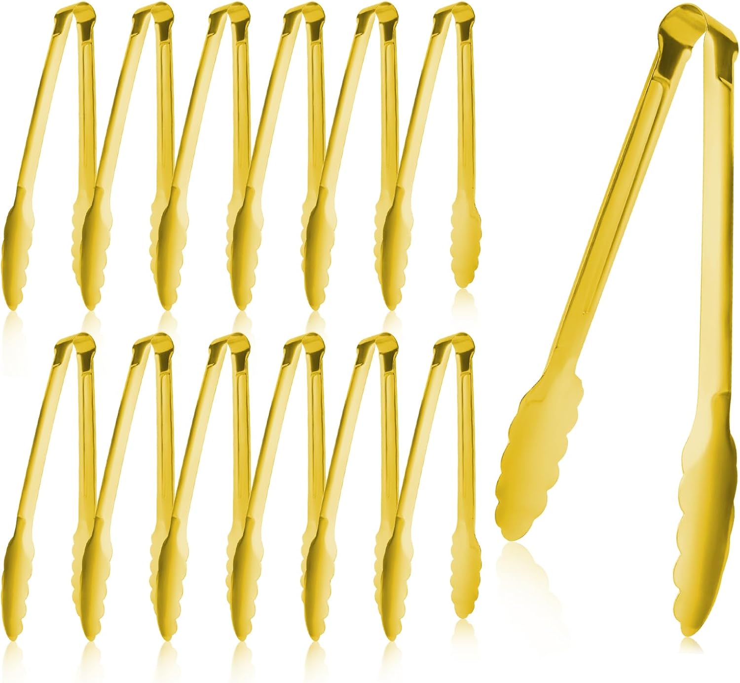 12-teiliges Goldenes Buffetzangen-set, 23 Cm Lange Servierzangen – Robuste Küchen- Und Grillzangen Aus Edelstahl – (gold, 23 Cm)
