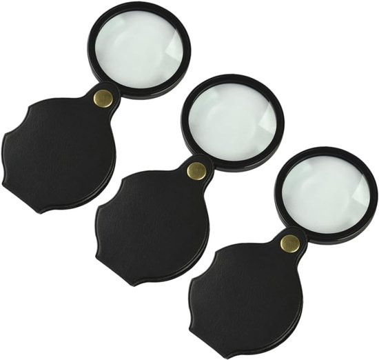 Vergrößerungsglas, Leselupe, Identifikationslupe, 3-teilig, 13-fache Vergrößerung, Mini-lupe, Taschenlupe, Linsendurchmesser 70 Mm