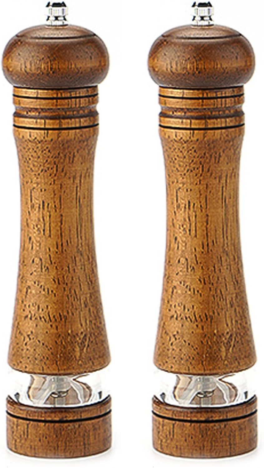Pfeffermühle, Salzmühle, Hölzerne Pfeffer- Und Salzmühle, Manuelle Pfeffer- Und Salzmühle Mit Acrylfenster (zweierpack)