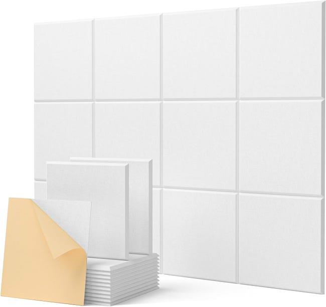 Selbstklebende, Schallabsorbierende Schaumstoffplatten, Geräuschreduzierung, Hohe Dichte, Geeignet Für Wände Und Decken, Weiß (30 X 30 Cm), 12 Platten Pro Packung