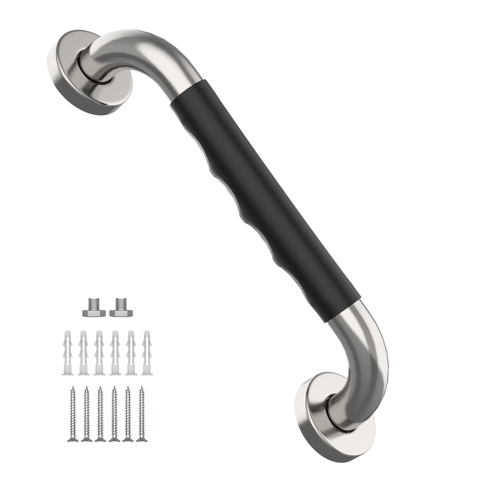16 Zoll (ca. 40 Cm) Langer, Verchromter Duschhaltegriff Mit Rutschfestem Gummigriff Und Edelstahl-balancestützgriff Für Senioren Und Menschen Mit Behinderung