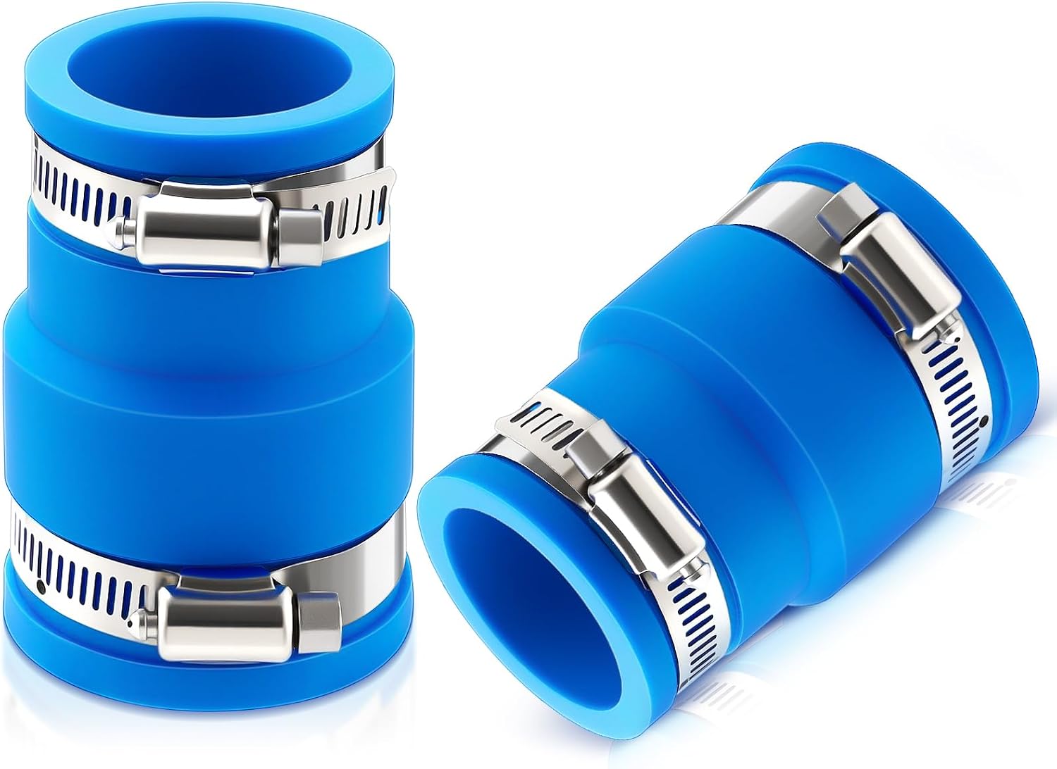 2er-pack Pool-staubsauger-schlauchadapter-set, 1,25" Auf 1,5" Skimmeranschlüsse, 4 Edelstahlclips, Ersatzteile Für Onshore-filterpumpen, Blau