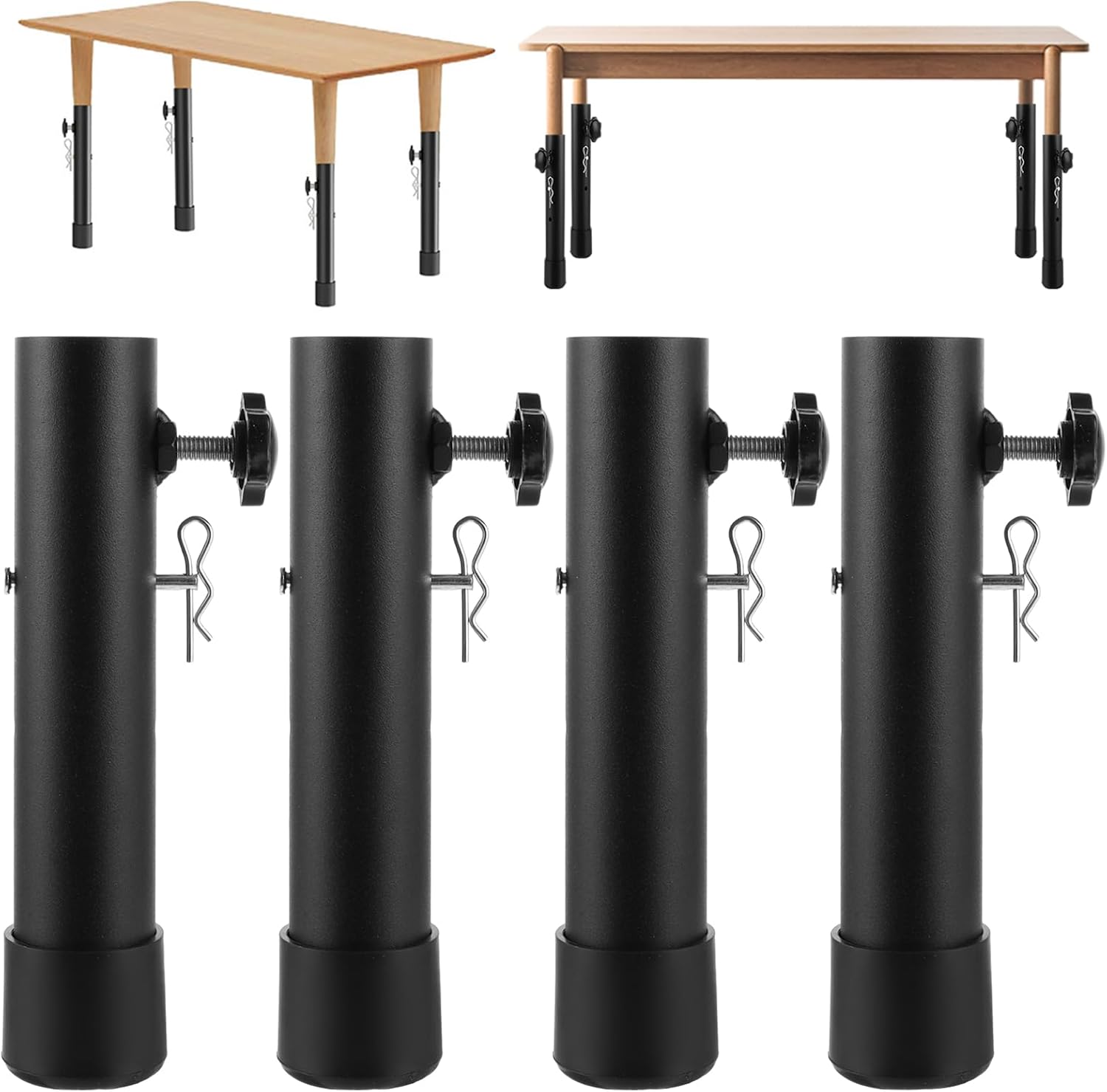 Vierteiliges Set Aus Klappbaren Tischbeinverlängerungen, Höhenverstellbar, Geeignet Für Gebogene Tischbeine, Bis Zu 20 Cm Verstellbar.
