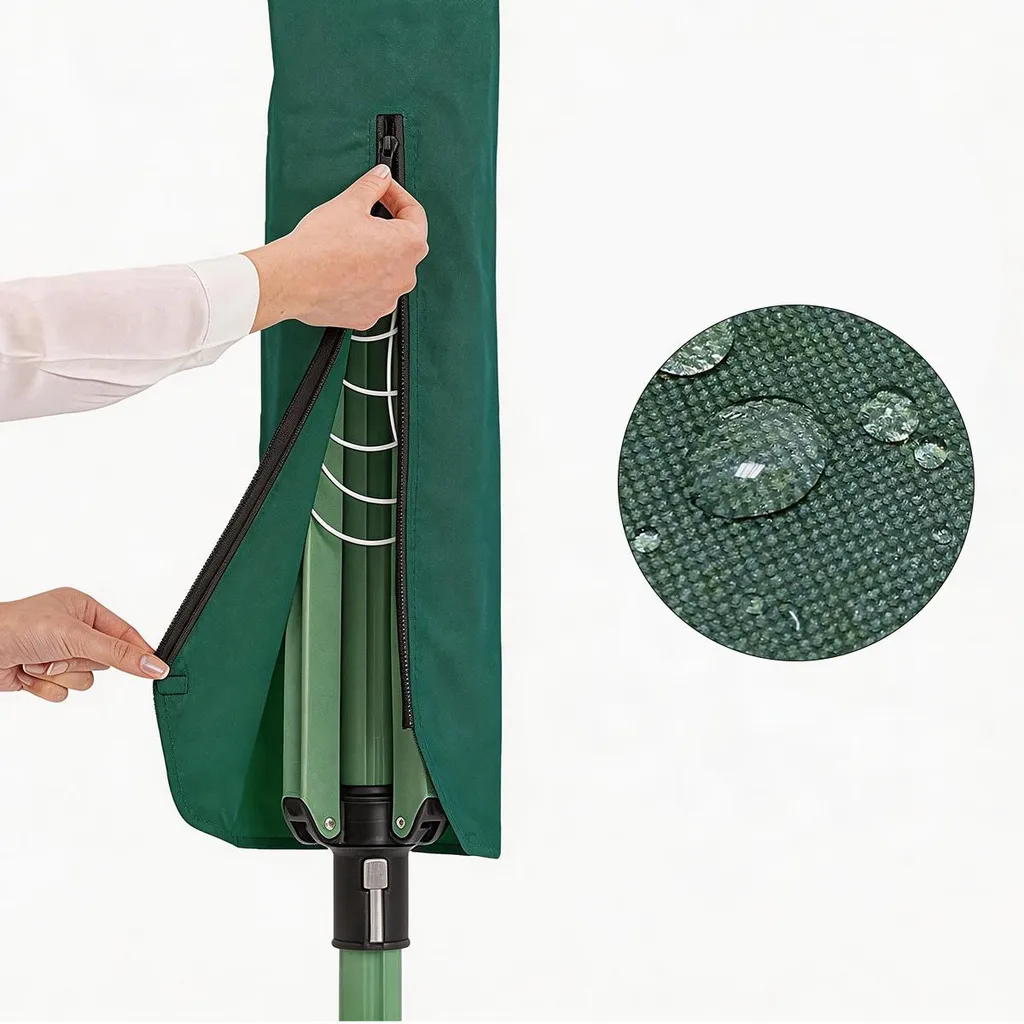 Wasserdichte Wäscheleinenabdeckung Mit Reißverschluss, Schutzhülle Für Terrassenwäscheleinen Und Wäschetrockner Im Freien – 16 X 16 X 165 Cm, Grün