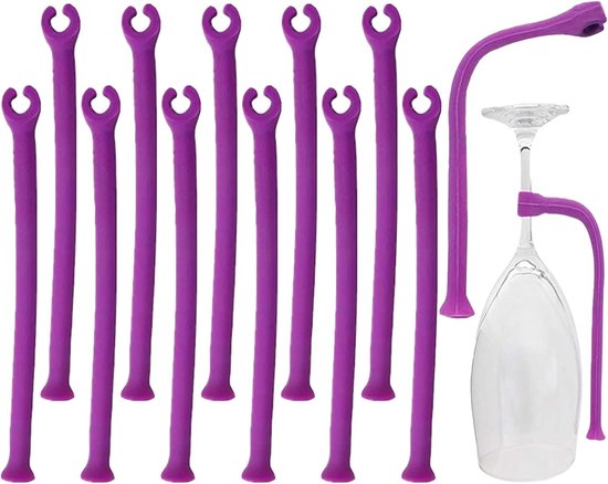 Glashalter – Spülmaschinenzubehör – Weinglasreinigung – Flexibles Silikon – 12er-pack – Lila