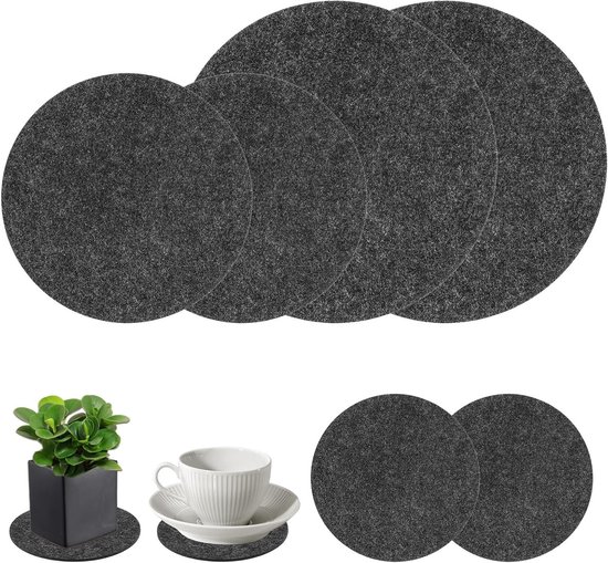 Filzuntersetzer – Platzsets Für Pflanzgefäße – Schützen Sie Ihren Schreibtisch – Hoch Saugfähiges, Weiches Filzmaterial – 3 Größen, 6er-pack – Grau